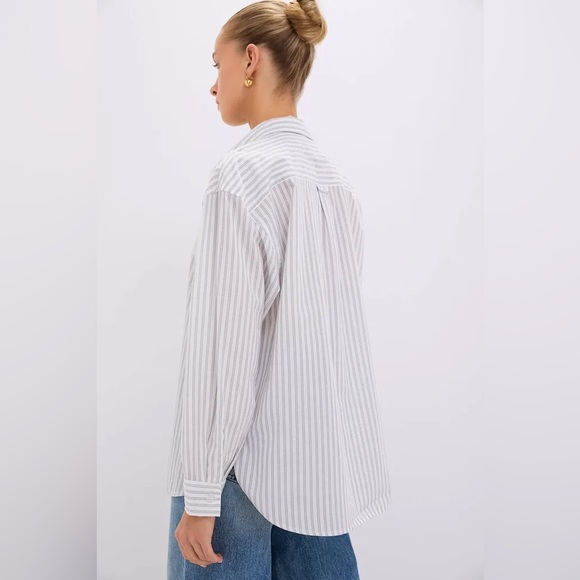 Tuckernuck Grey and White Stripe Wexler Cotton Button Down Size Small - Picture 5 of 9